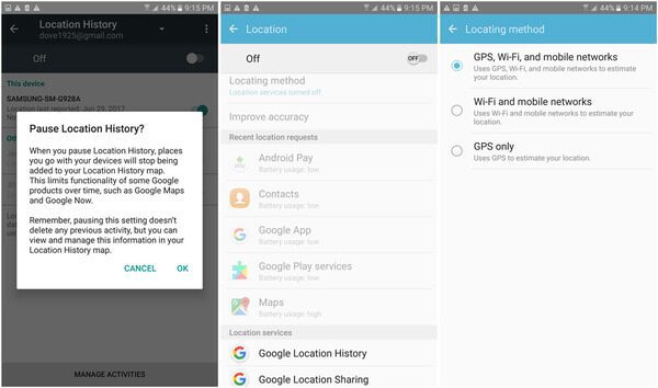 Disable device location